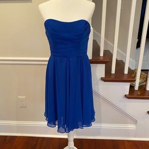 David’s Bridal Strapless Crinkle Chiffon Dress